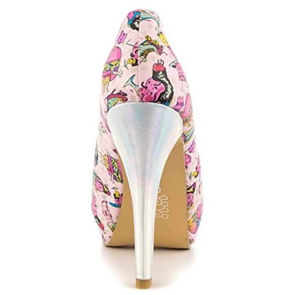 BNIB IRON FIST DEATH'S DINER PEEPTOE PINK PLATFORM Sz 5 BNIB - Picture 8 of 12
